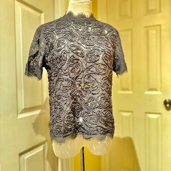 Anne Klein Charcoal Lace Blouse - Picture 4 of 5
